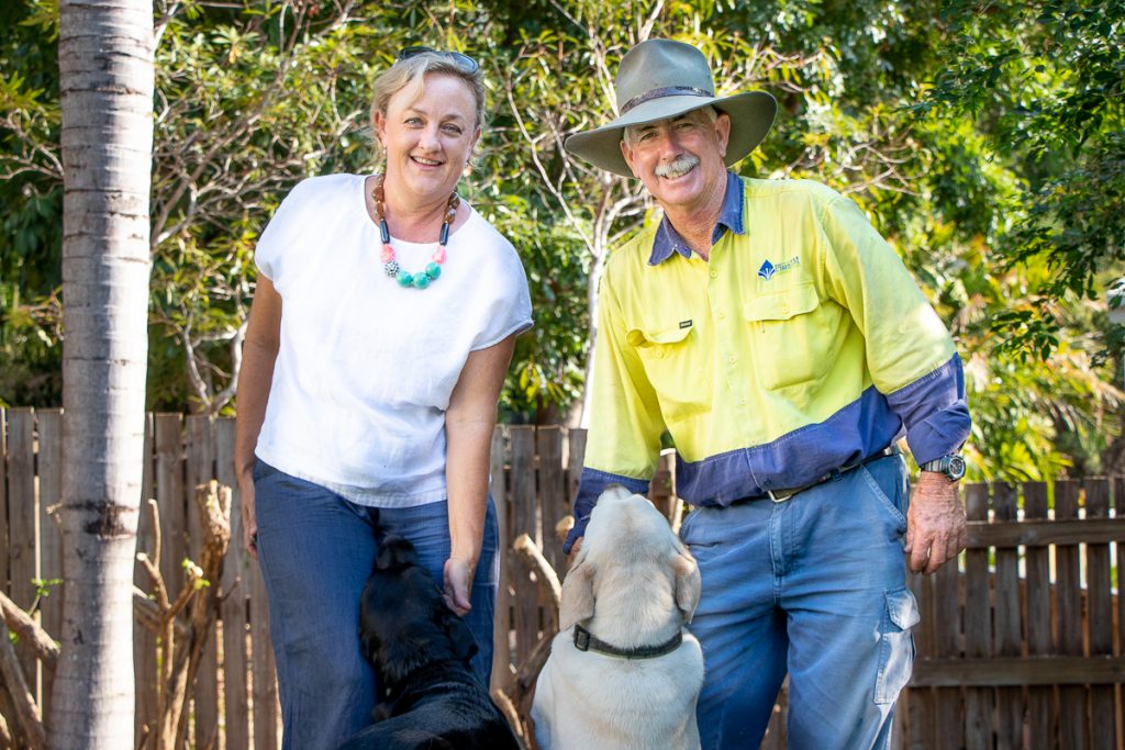 Plant-EM Client Miranda with pets Stella and Serena and William Crabb from Plant-EM Townsville
